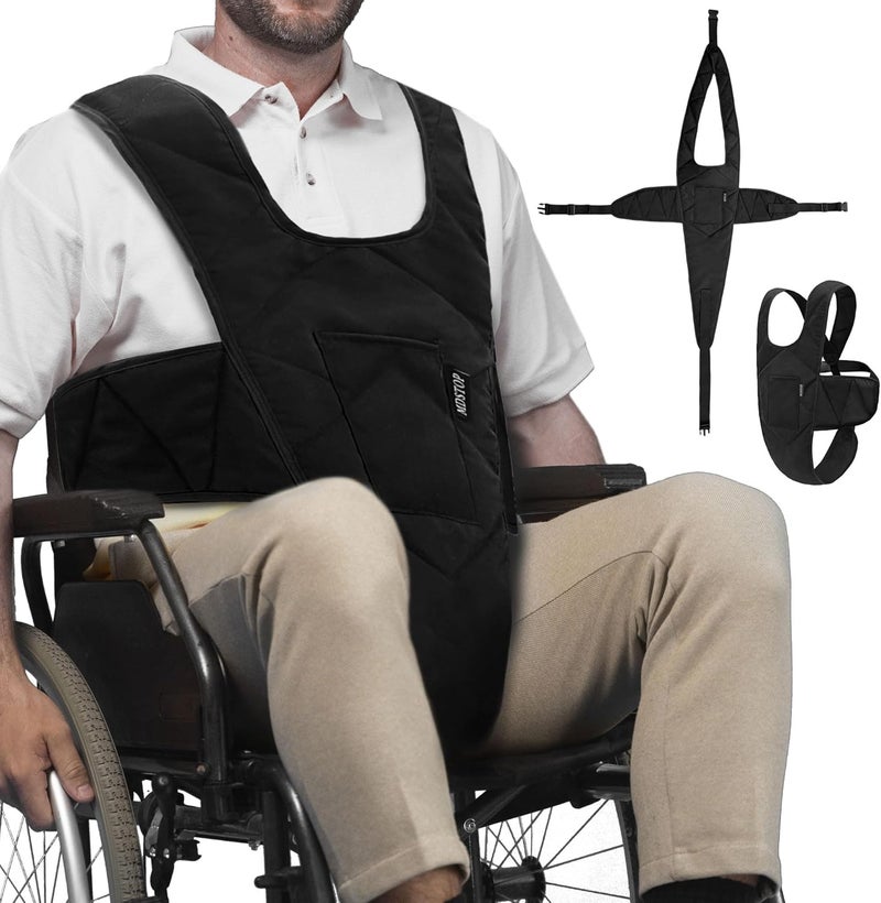 MDSTOP Wheelchair Safety Belt, Anti-Slip Wheelchair Seatbelt, Wheelchair Harness with Adjustable Secure Buckle, Medical Restraints Straps for Seniors Elderly, Patients, Disable (Black1) - Image 1
